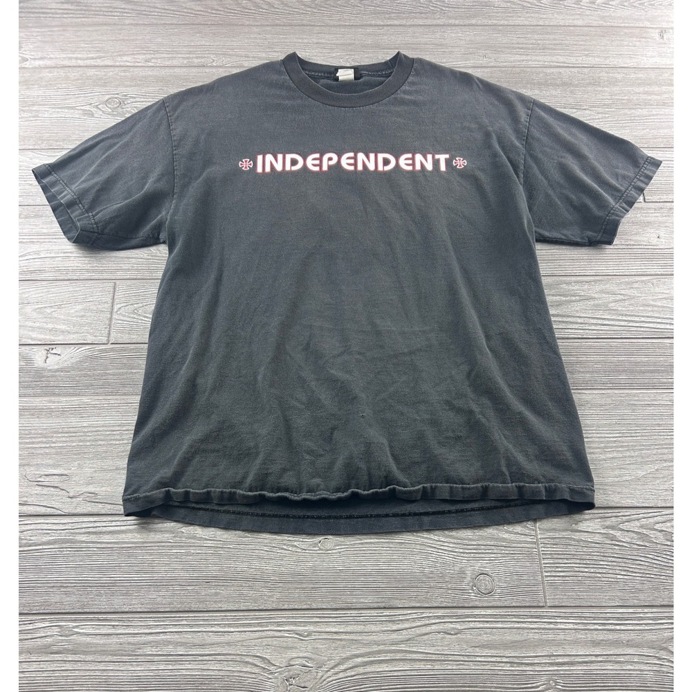 Independent Truck Co Skateboard Graphic T-Shirt Mens XL Faded Black Cross VTG